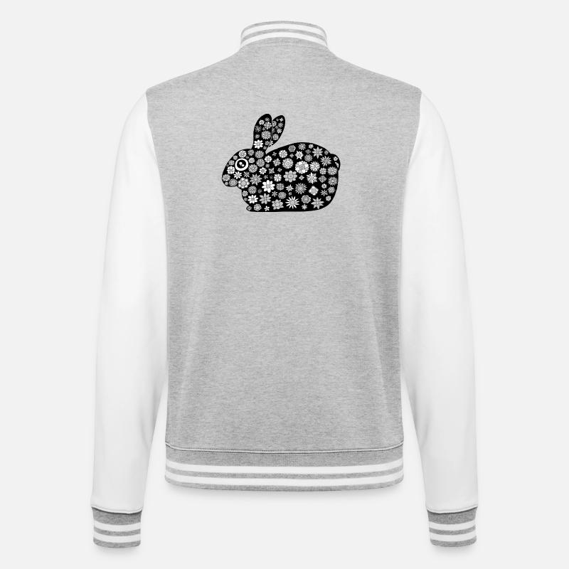 Black rabbit floral pattern - College Sweat Jacket - heather grey/white
