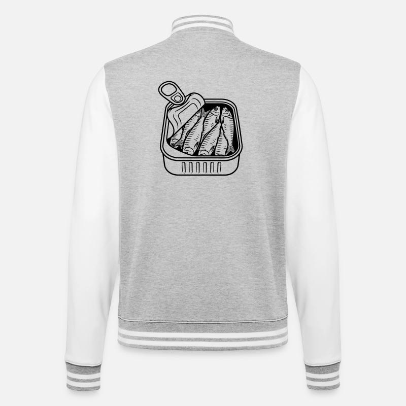 Sardinen - College-Sweatjacke - Grau meliert/Weiß