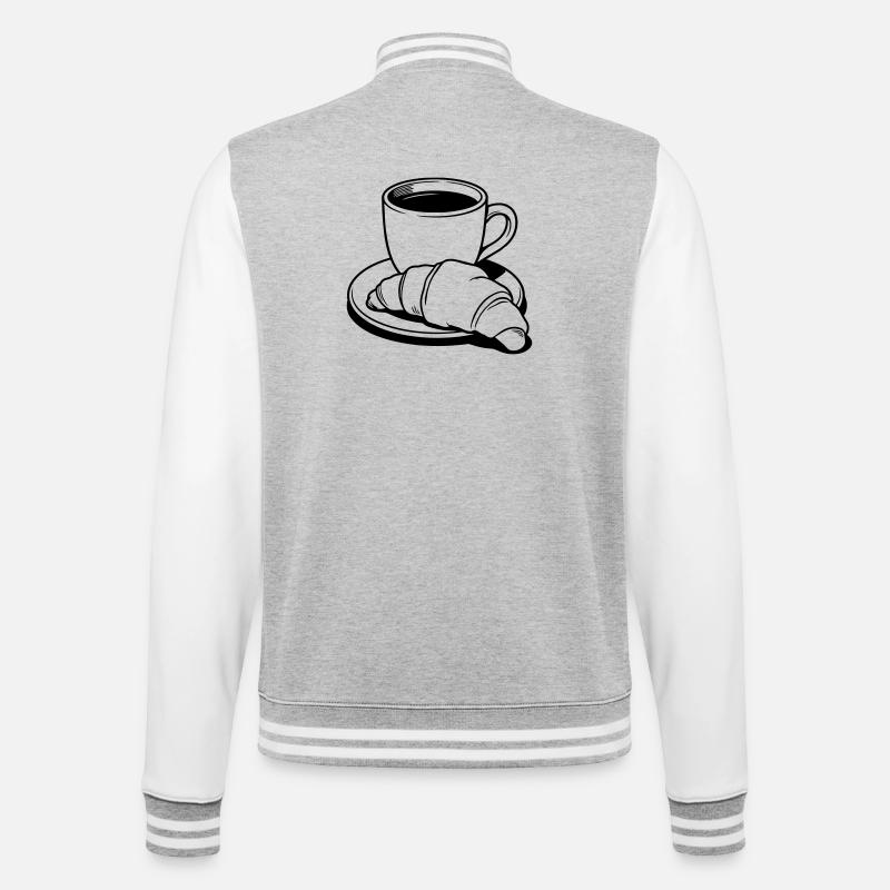 Kaffeecroissant - College-Sweatjacke - Grau meliert/Weiß