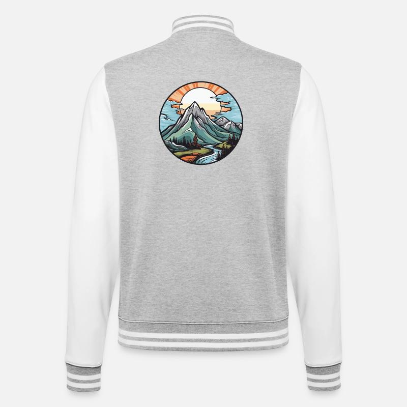 Berge Landschaft - College-Sweatjacke - Grau meliert/Weiß