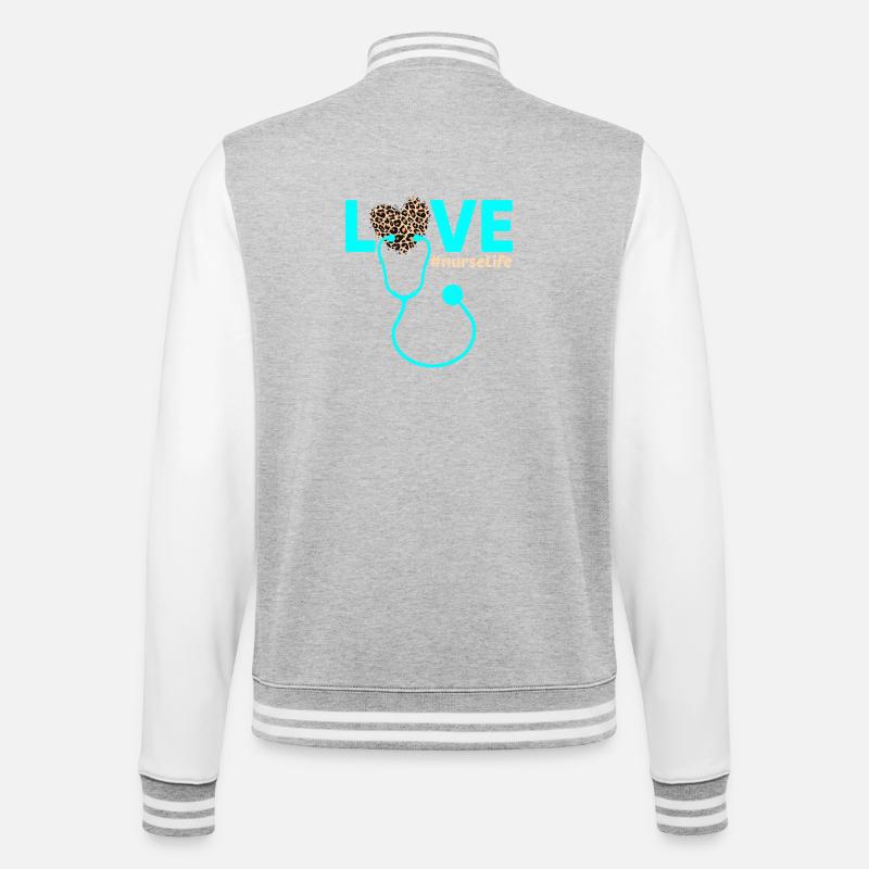 Love Nursing Leopard Heart - College Sweat Jacket - heather grey/white