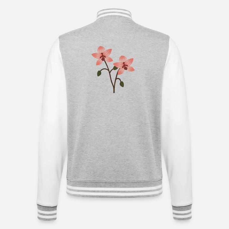 Pastel Orchid Bloom - College Sweat Jacket - heather grey/white