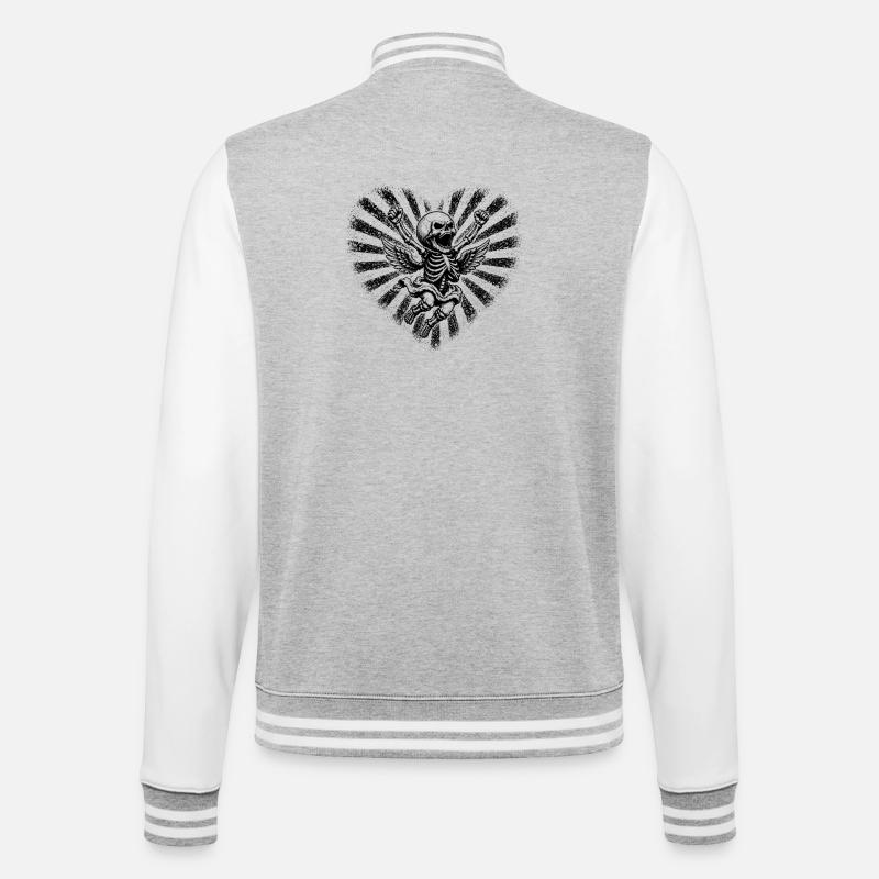 Fliegendes Skelett Engel Rock Motiv - College-Sweatjacke - Grau meliert/Weiß