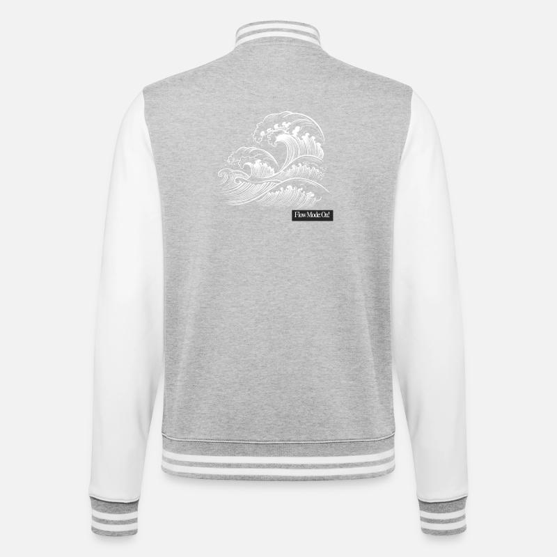 Waves Ukiyoe Line Soaring - College Sweat Jacket - heather grey/white