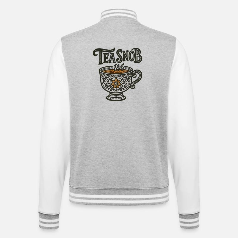 Tea Snob Ornate Cup - College Sweat Jacket - heather grey/white