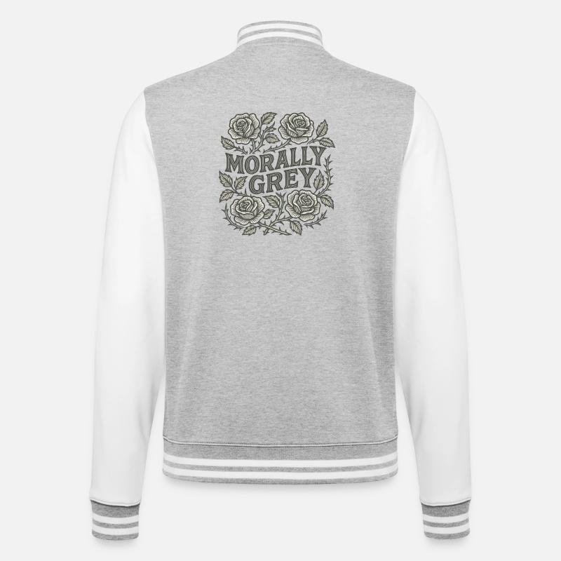 Morally Grey Roses - College Sweat Jacket - heather grey/white