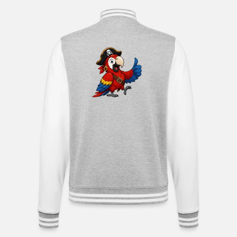 Pirate Parrot Thumbs Up - College Sweat Jacket - heather grey/white
