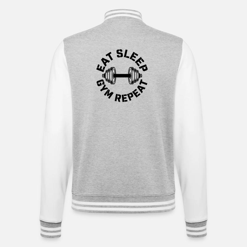 Fitnessstudio - College-Sweatjacke - Grau meliert/Weiß