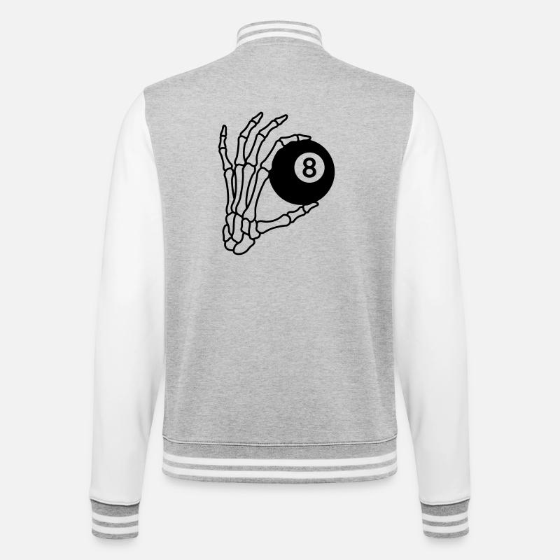 Billard - College-Sweatjacke - Grau meliert/Weiß