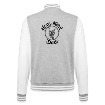 Heavy-Metal-Vater - College-Sweatjacke - Grau meliert/Weiß - Hinten - Marisol (170cm)