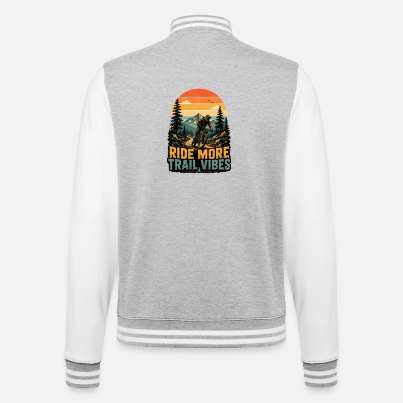 Ride More Trail Vibes - College Sweat Jacket - heather grey/white