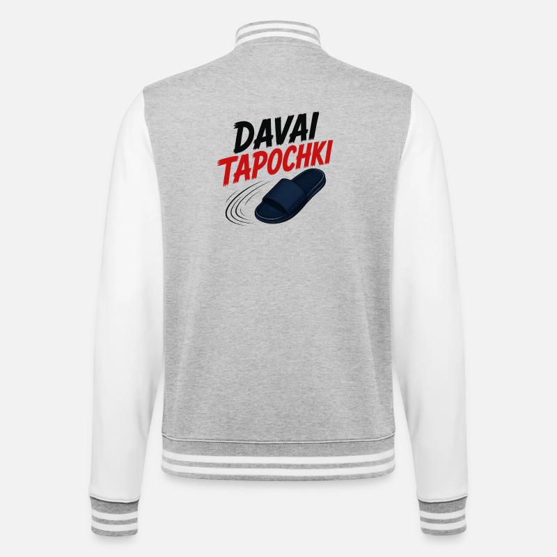Davai Tapochki - College Sweat Jacket - heather grey/white