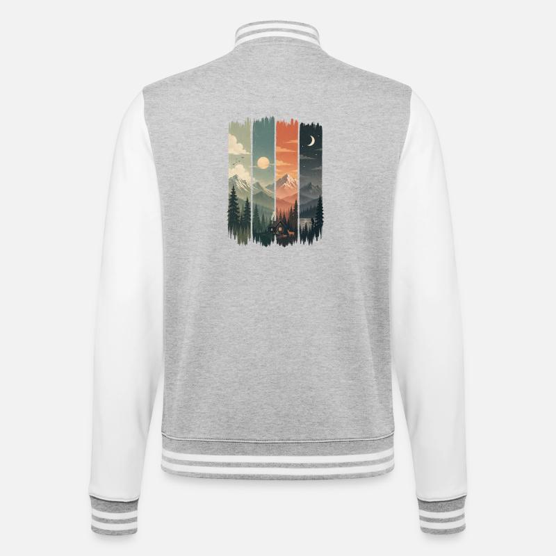 Sylvan signs: mountains and huts - College Sweat Jacket - heather grey/white