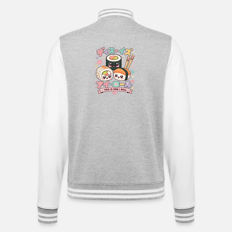 How to roll Japanese sashimi rolls - College Sweat Jacket - heather grey/white