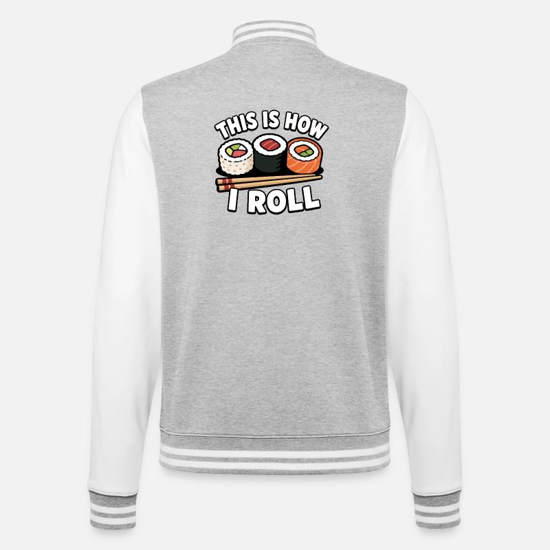 How to roll Japanese sashimi rolls - College Sweat Jacket - heather grey/white