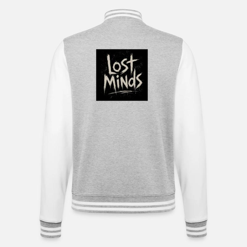 Lost Minds Grunge-Buchstaben - College-Sweatjacke - Grau meliert/Weiß