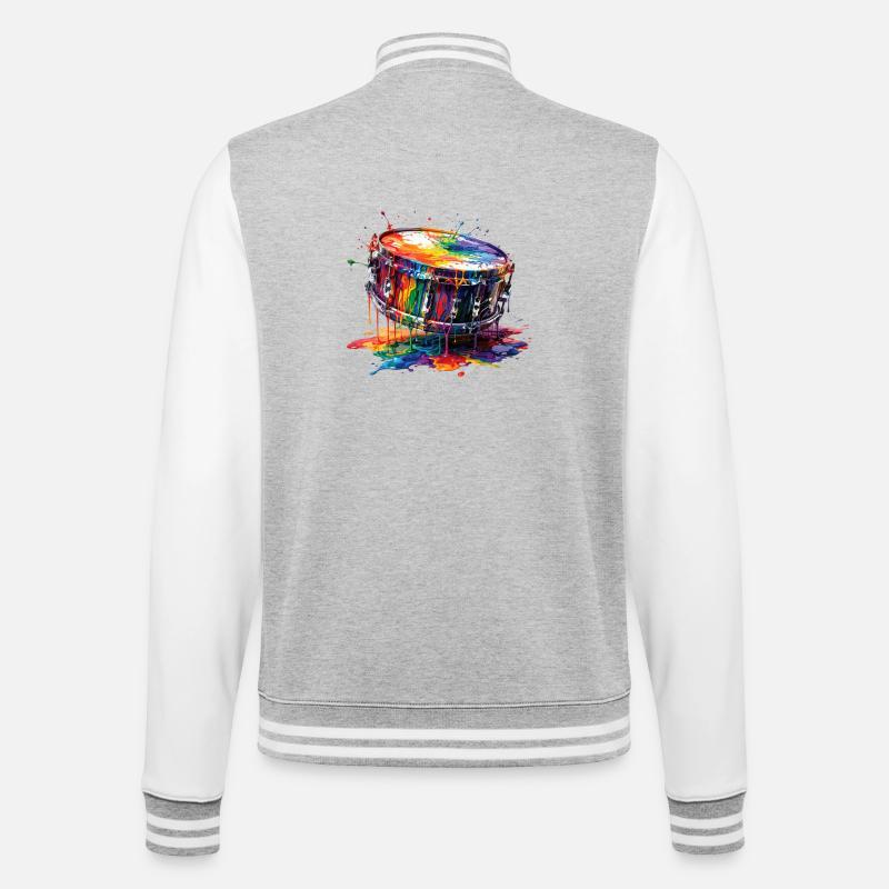 Snaredrum mit tropfender Farbe - College-Sweatjacke - Grau meliert/Weiß