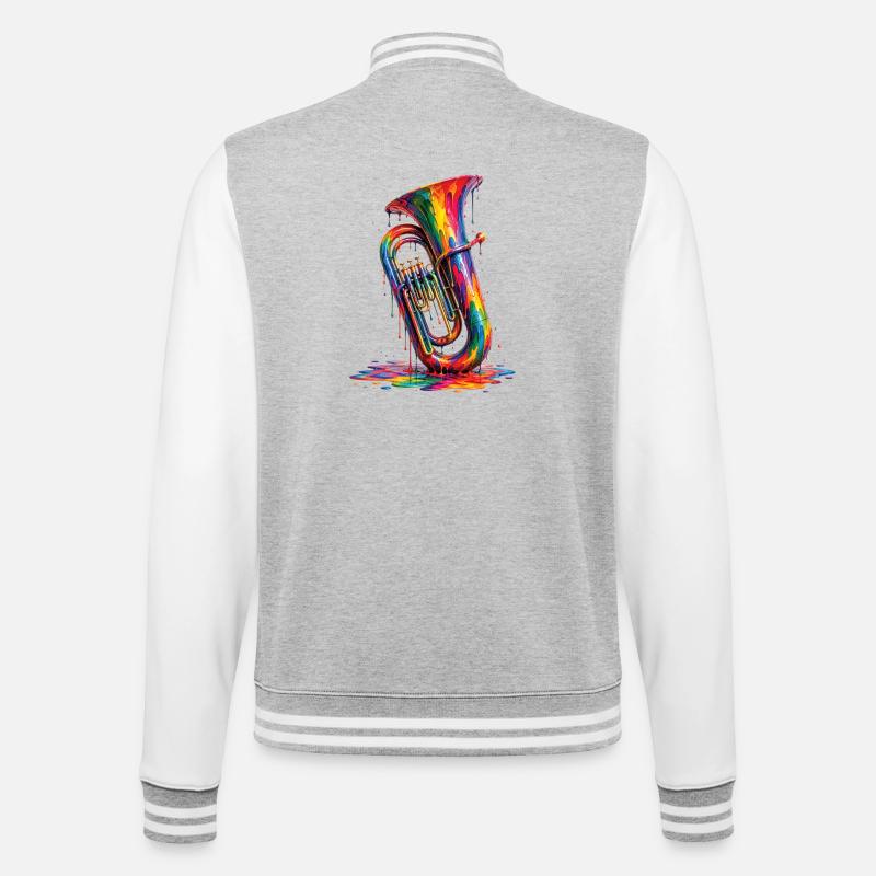 Tuba mit tropfender Farbe - College-Sweatjacke - Grau meliert/Weiß