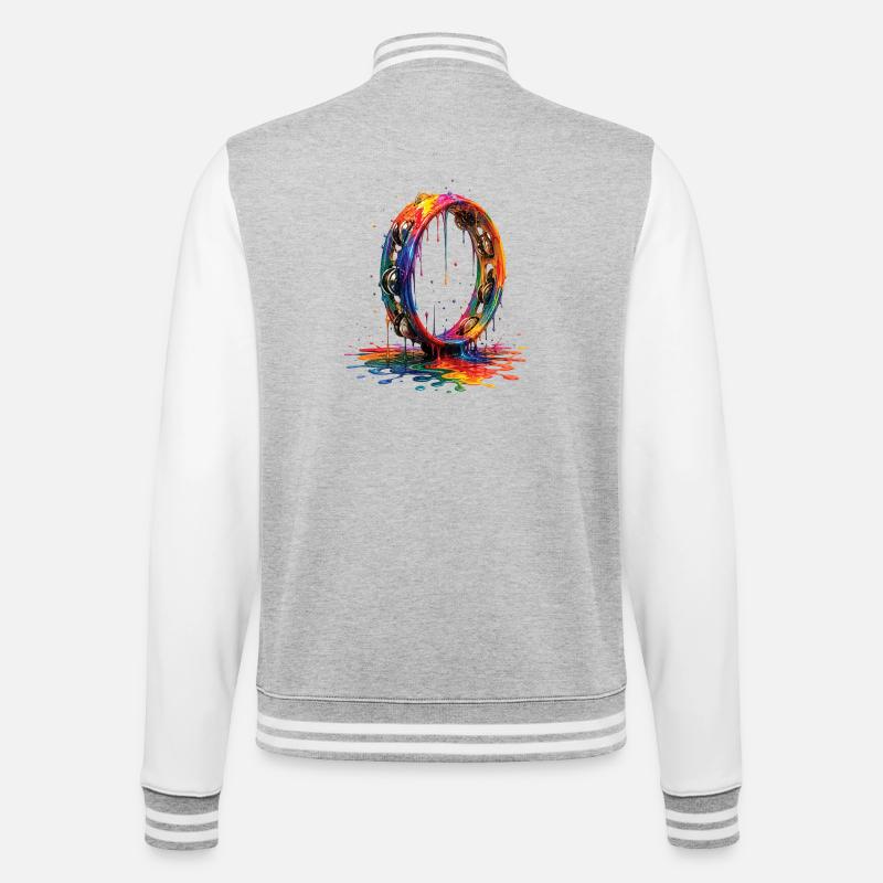 Tambourine with dripping paint - College Sweat Jacket - heather grey/white