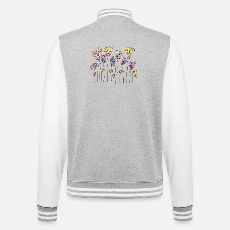 Blumen - College-Sweatjacke - Grau meliert/Weiß