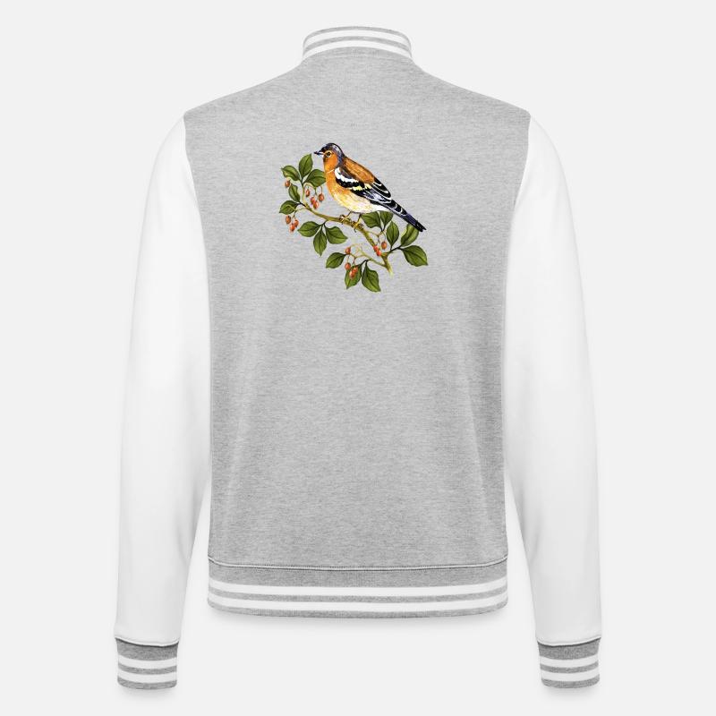 Bunter Vogel - College-Sweatjacke - Grau meliert/Weiß