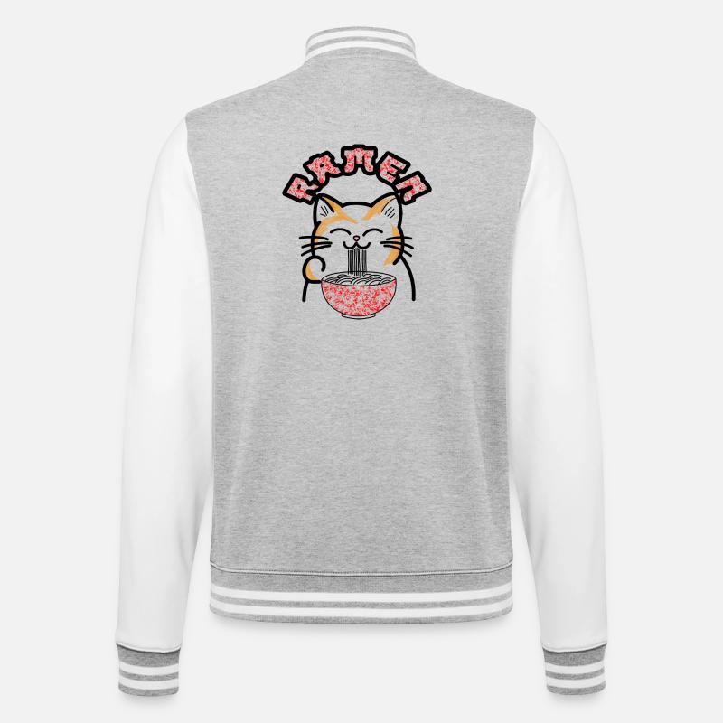 Ramen Cat Pop Art - College Sweat Jacket - heather grey/white