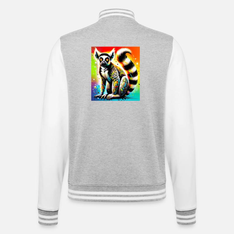 Lemur - College-Sweatjacke - Grau meliert/Weiß