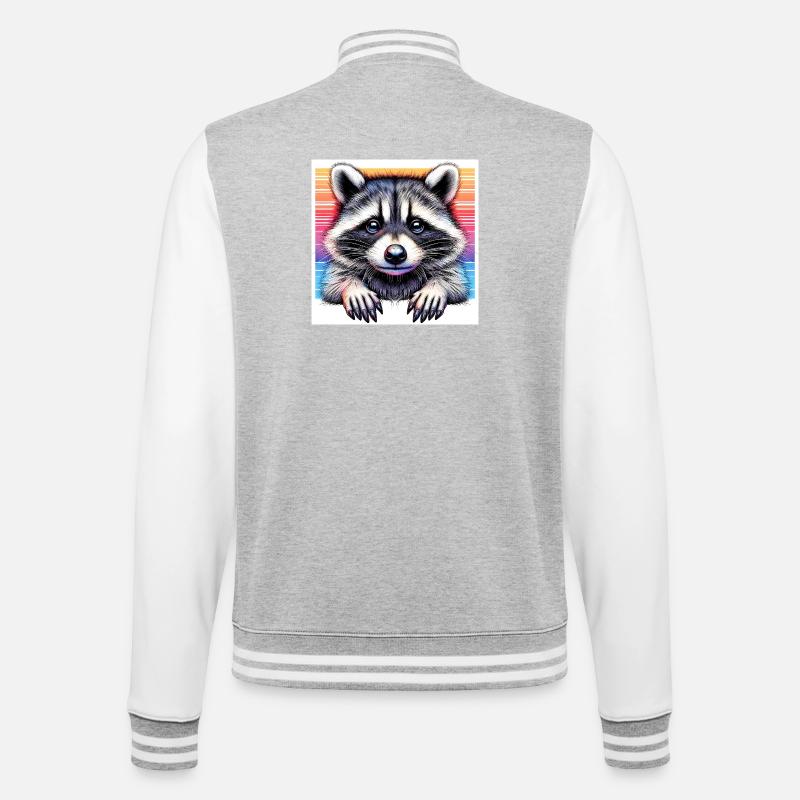 Raton laveur - Veste Teddy - gris chiné / blanc