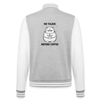 Pas de conversation devant un chat amateur de café - Veste Teddy - gris chiné / blanc - Dos - Marisol (170cm)