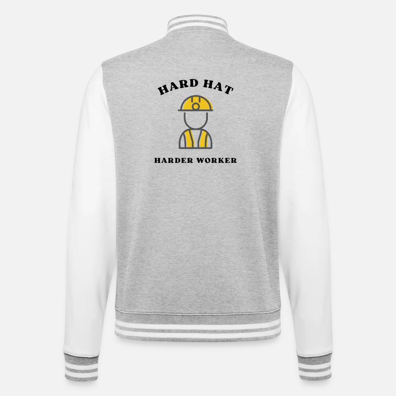 Baustellenheld Silhouette - College-Sweatjacke - Grau meliert/Weiß