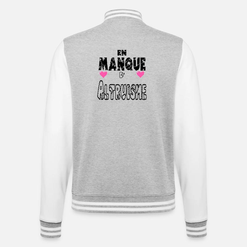 Lacking altruism - College Sweat Jacket - heather grey/white