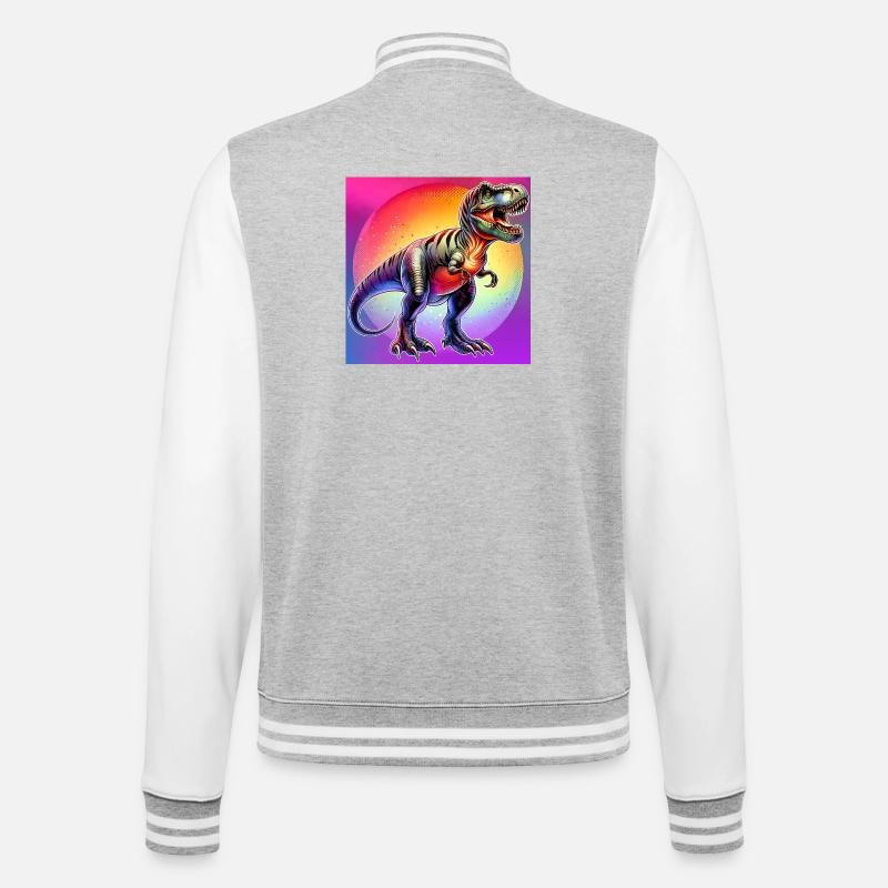 dinosaure - Veste Teddy - gris chiné / blanc