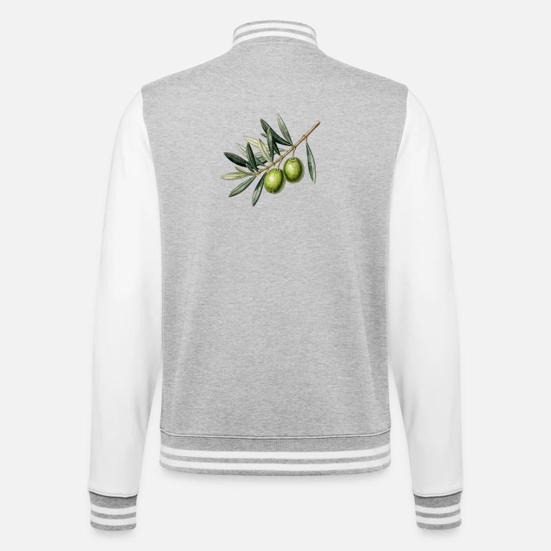 Botanischer Olivenzweig - College-Sweatjacke - Grau meliert/Weiß