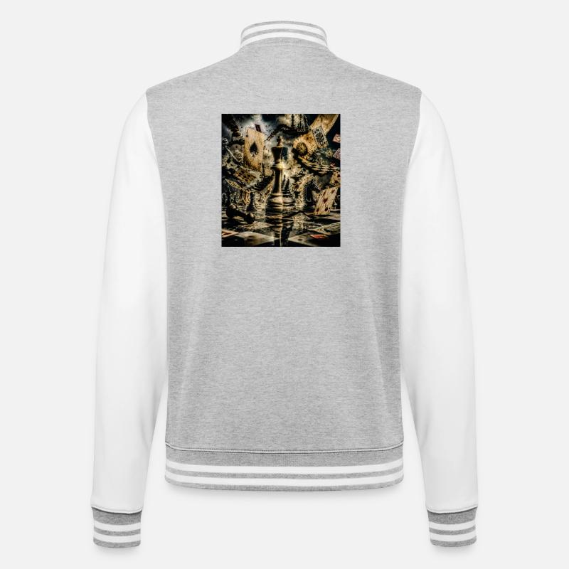 Surrealism Chess - College Sweat Jacket - heather grey/white