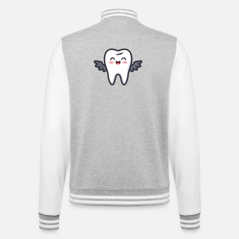 tooth - College Sweat Jacket - heather grey/white