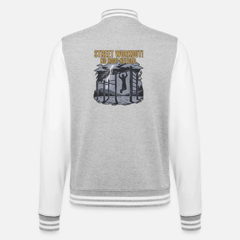 calisthenics workout - College Sweat Jacket - heather grey/white