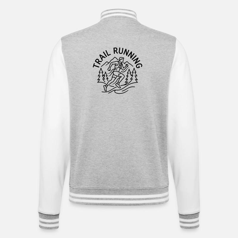 Trailrunning - College-Sweatjacke - Grau meliert/Weiß