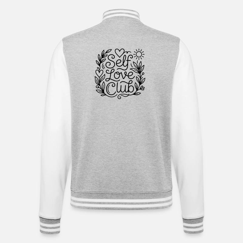 Selbstliebe - College-Sweatjacke - Grau meliert/Weiß