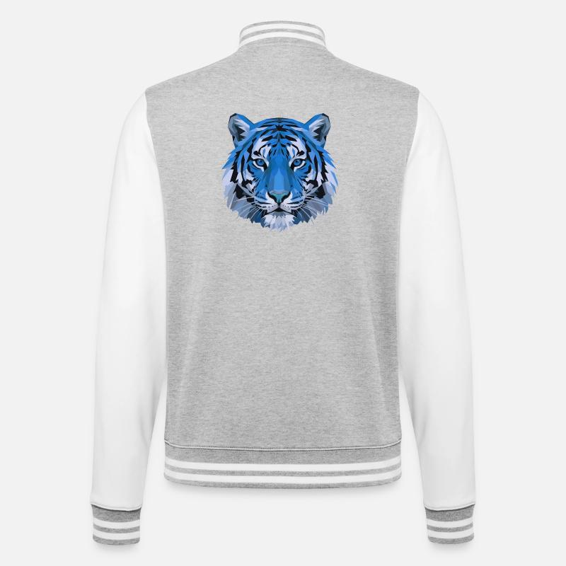 Tête de tigre polygonale bleue - Veste Teddy - gris chiné / blanc