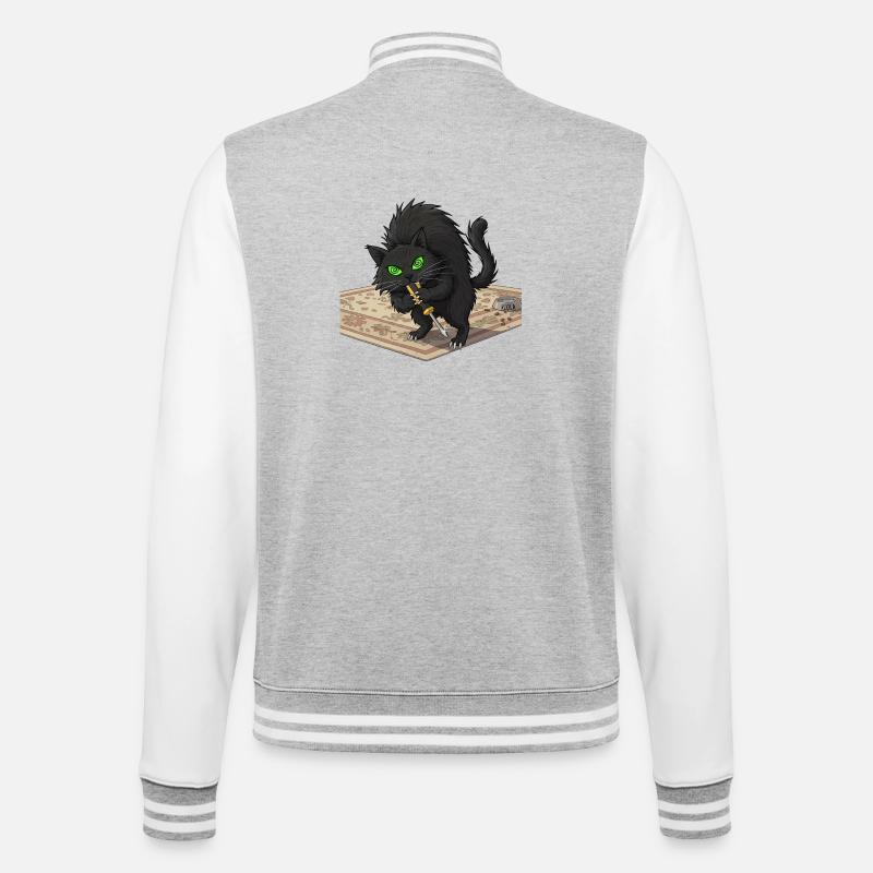 Aggro Cat on Persian Rug - College Sweat Jacket - heather grey/white