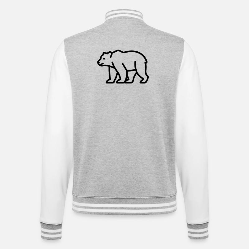 Bär - College-Sweatjacke - Grau meliert/Weiß