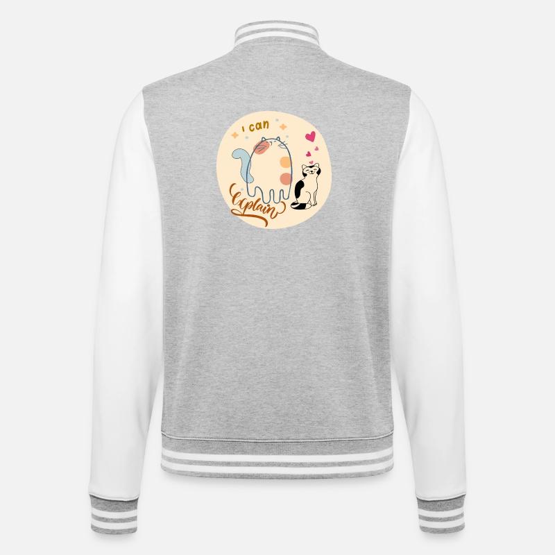 I can explain cat design - College Sweat Jacket - heather grey/white