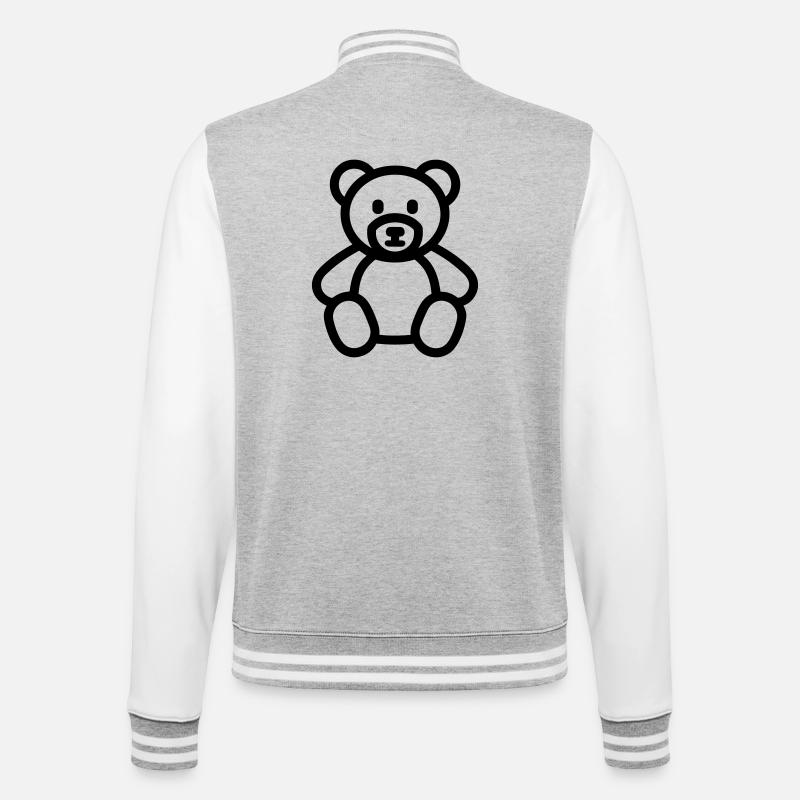 Bär - College-Sweatjacke - Grau meliert/Weiß