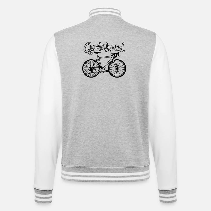 Fahrrad-Hipster - College-Sweatjacke - Grau meliert/Weiß
