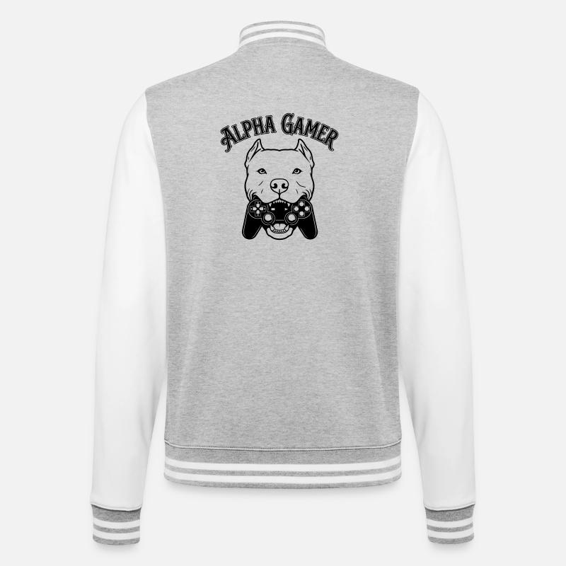 alpha gamer - College Sweat Jacket - heather grey/white