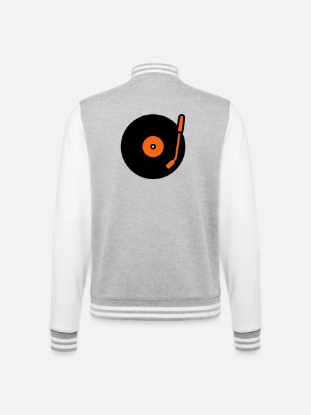 Retro Audio Schallplatte Tonarm - College-Sweatjacke - Grau meliert/Weiß
