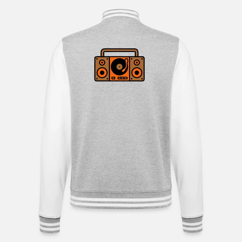 Retro Boombox Ghettoblaster 80er - College-Sweatjacke - Grau meliert/Weiß
