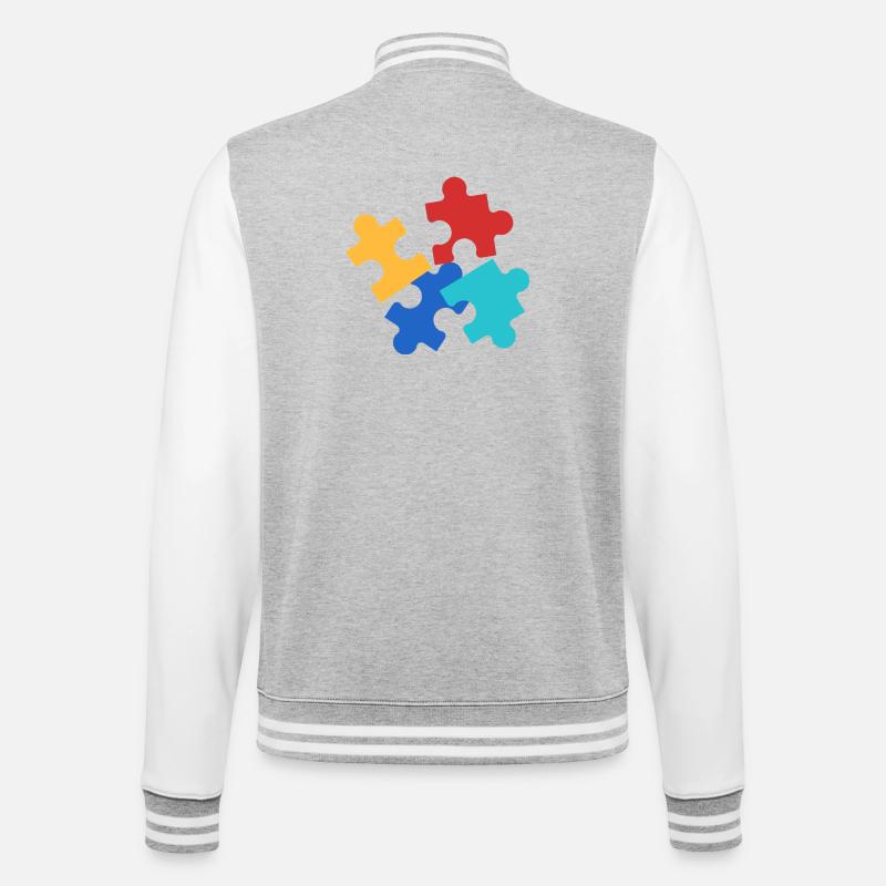 Bunte Puzzleteile Collage - College-Sweatjacke - Grau meliert/Weiß