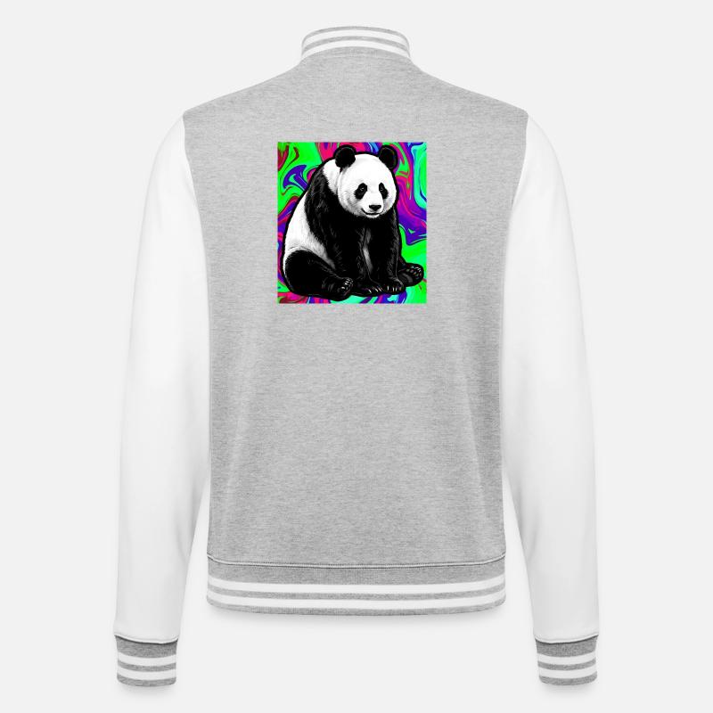 Panda - College-Sweatjacke - Grau meliert/Weiß