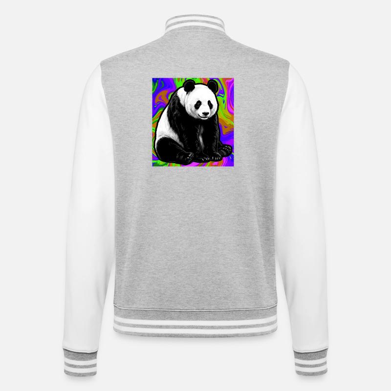 Panda - College-Sweatjacke - Grau meliert/Weiß